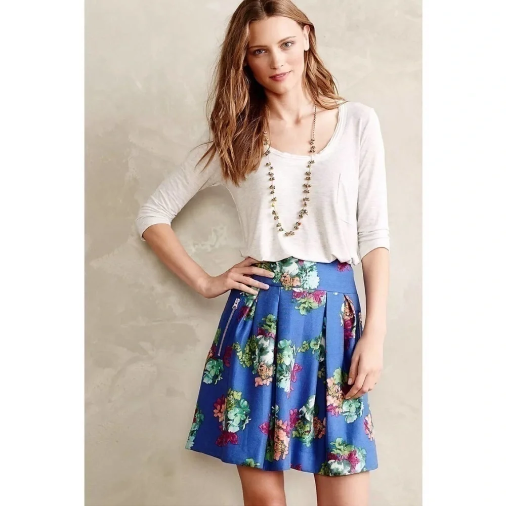 Maeve Garden Days Pleated Mini Skirt